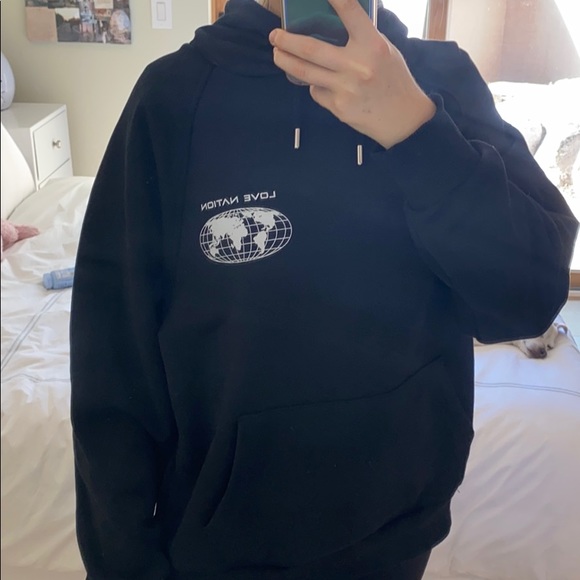 Topshop | Tops | Black Love Nation Hoodie | Poshmark